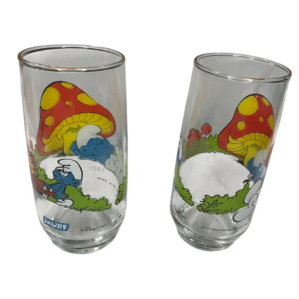 Lot of 5 Vintage 1982/1983 Smurfs Collector Peyo Glasses